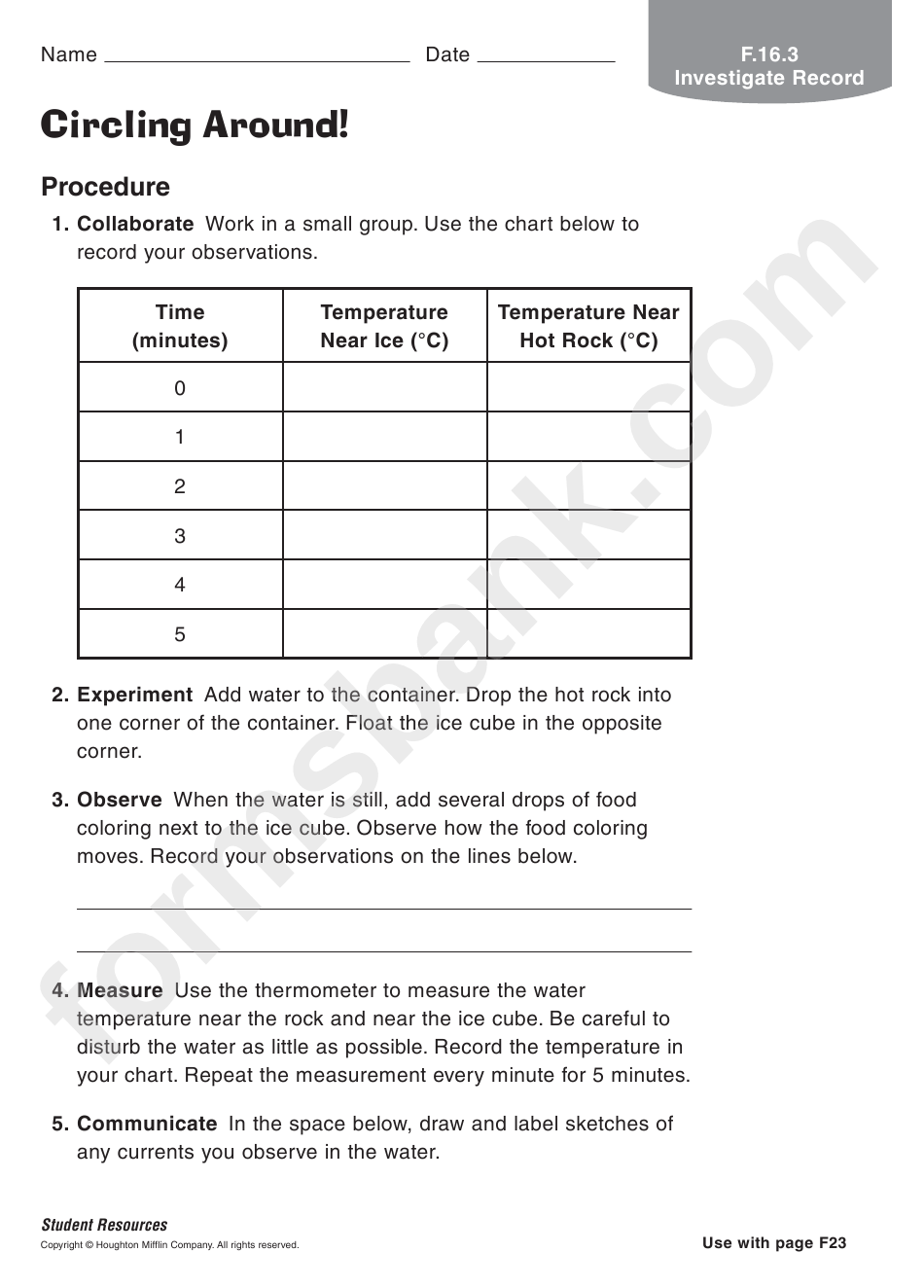 Circling Around Physics Worksheet