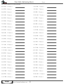 Time Drills (subtracting Hours) - Measurement Worksheet With Answers