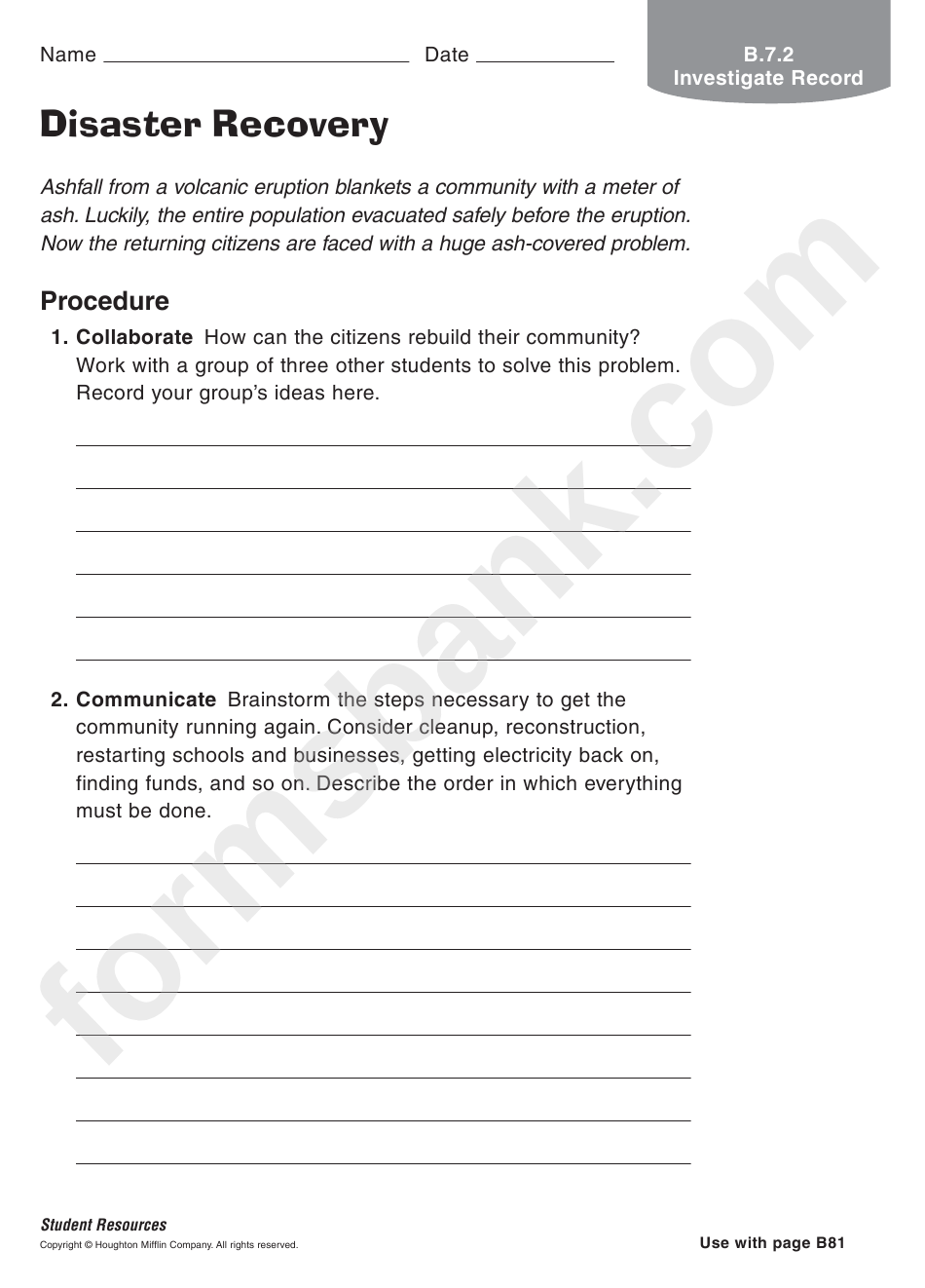 Disaster Recovery Geography Worksheet