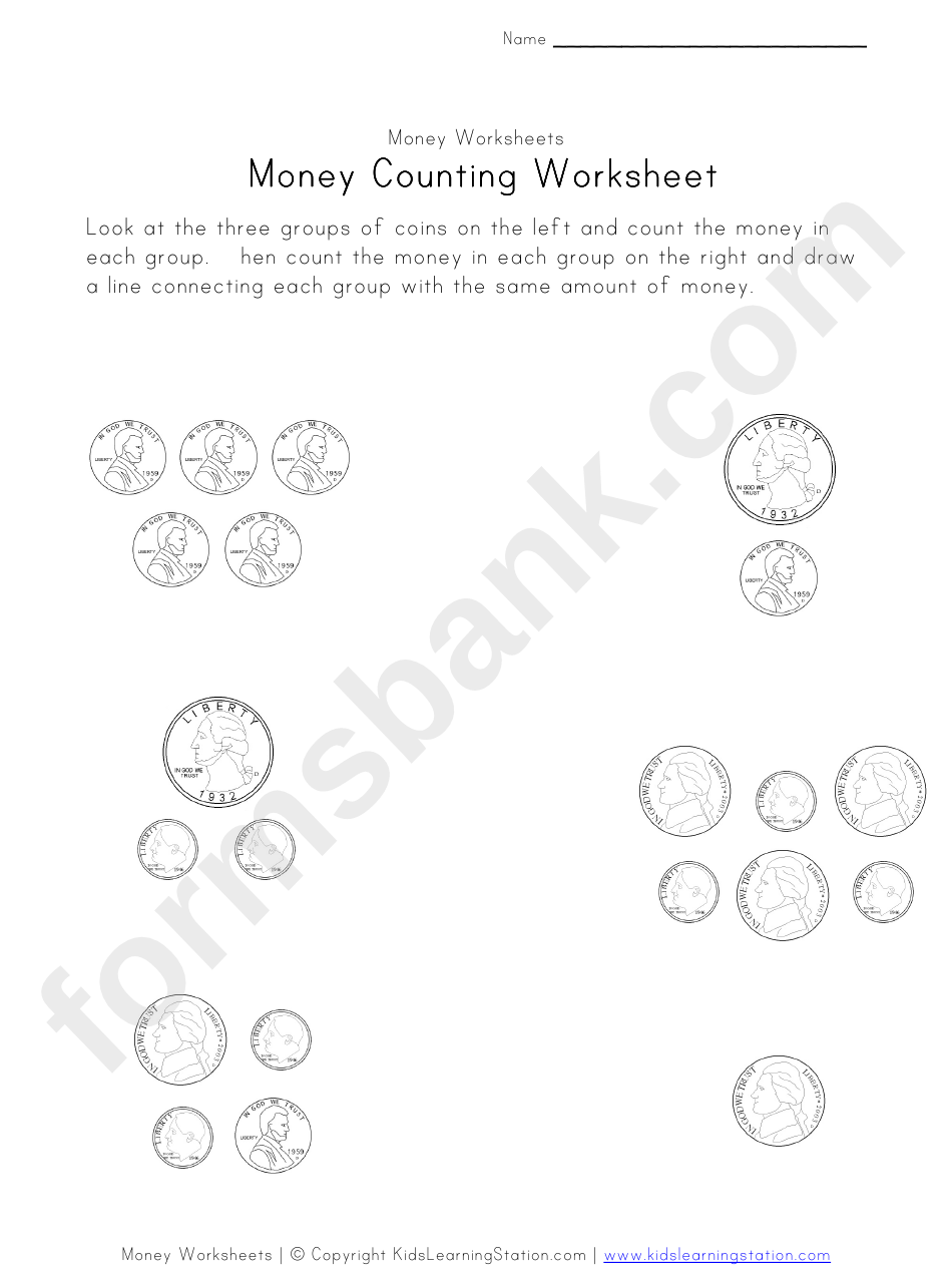 Money Counting Worksheet printable pdf download