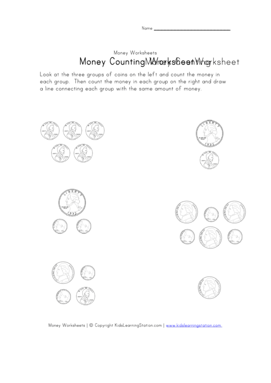 Money Counting Worksheet Printable pdf