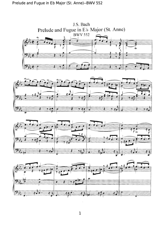 Prelude And Fugue In Eb Major (St. Anne) - J.s. Bach Sheet Music Printable pdf