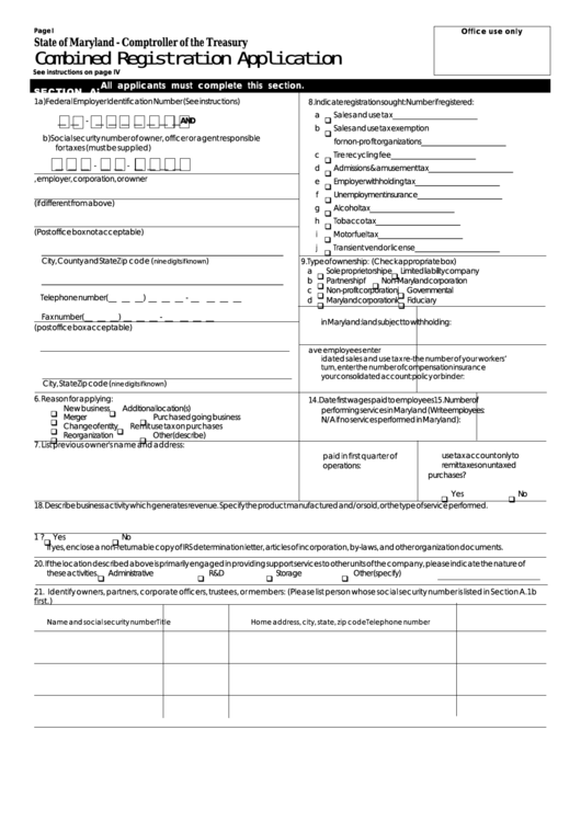 Fillable Combined Registration Application Printable pdf