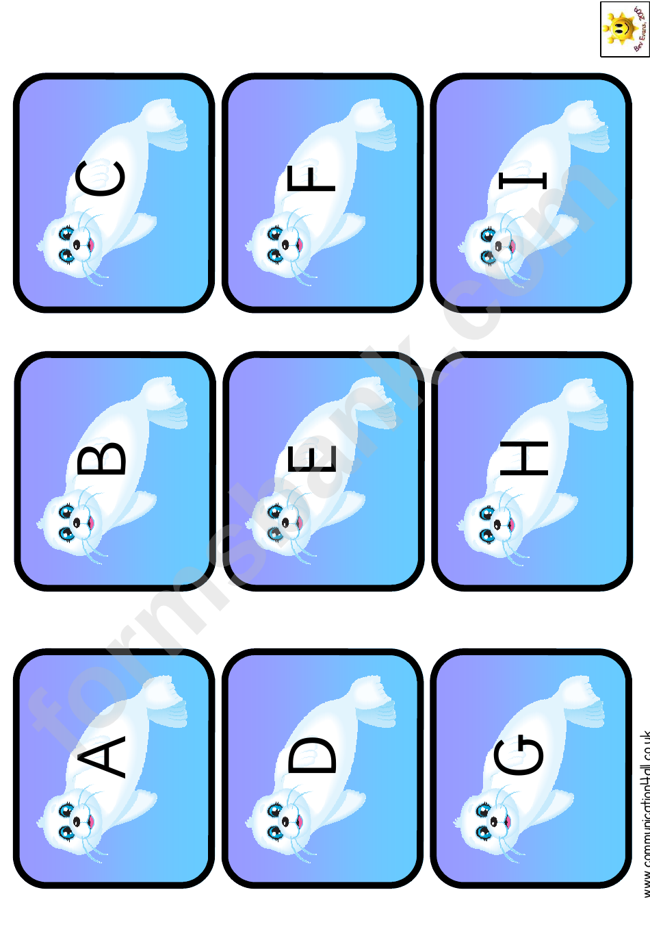 Mini Seal Alphabet Cards Template - Uppercase Letters
