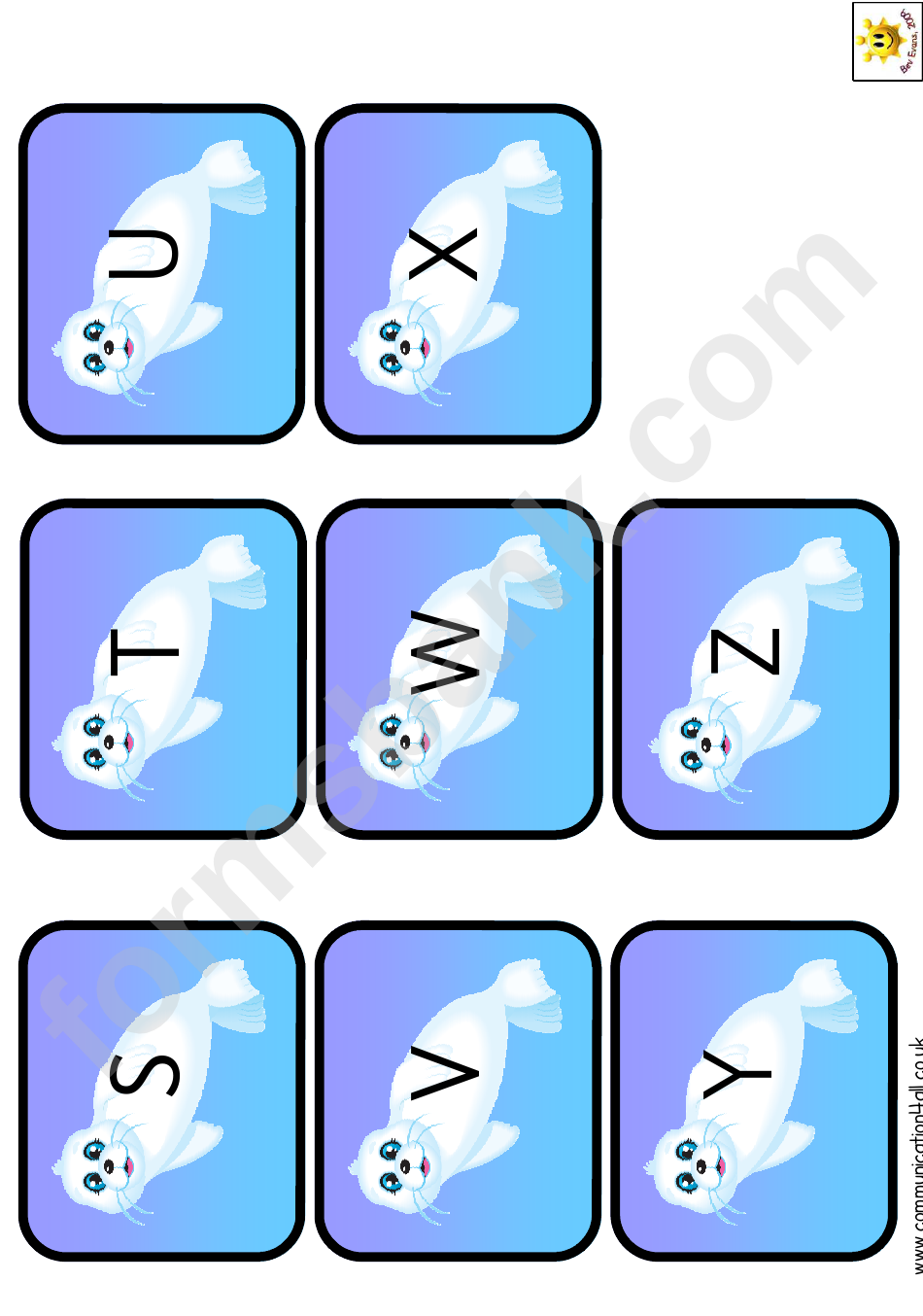 Mini Seal Alphabet Cards Template - Uppercase Letters