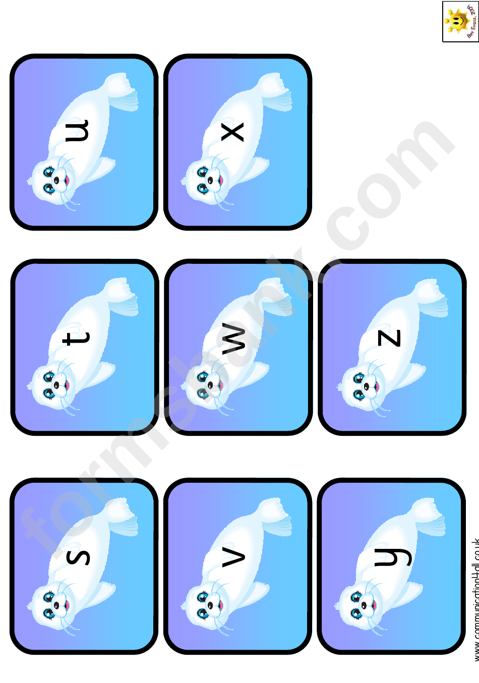 Mini Seal Alphabet Cards Template - Lowercase Letters