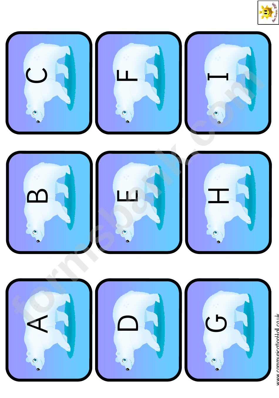 Mini Polar Bear Alphabet Cards Template - Uppercase Letters