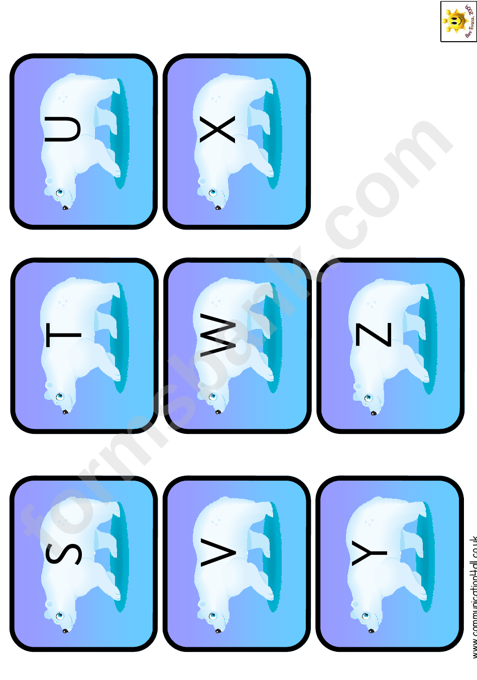 Mini Polar Bear Alphabet Cards Template - Uppercase Letters