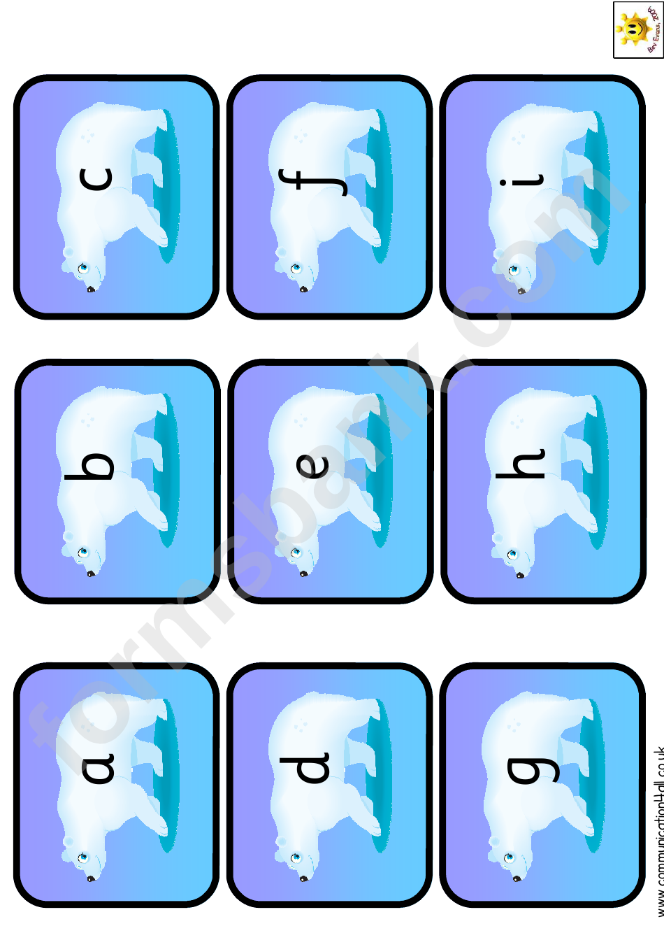 Mini Polar Bear Alphabet Cards Template - Lowercase Letters