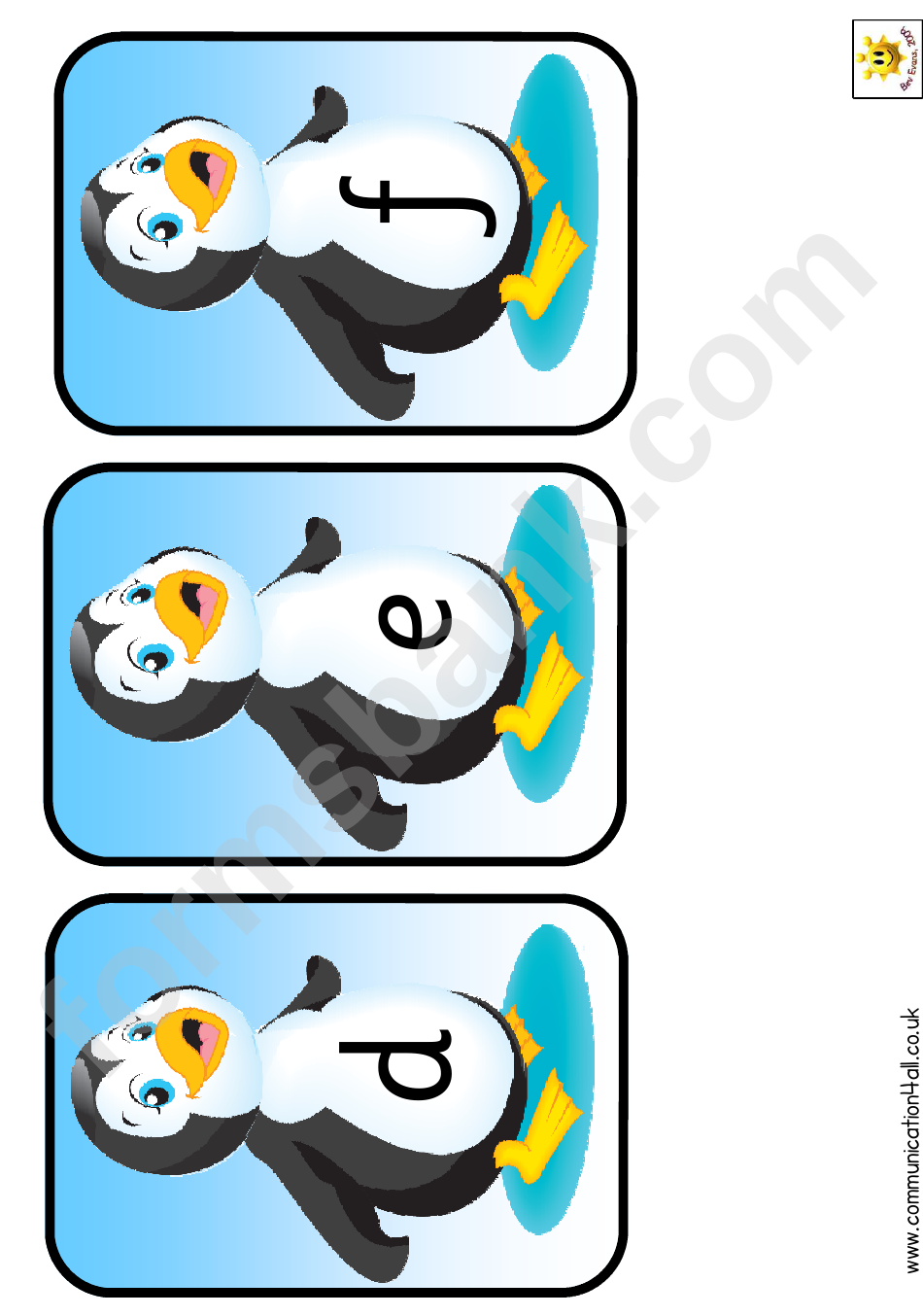 Penguin Alphabet Cards Template - Lowercase Letters