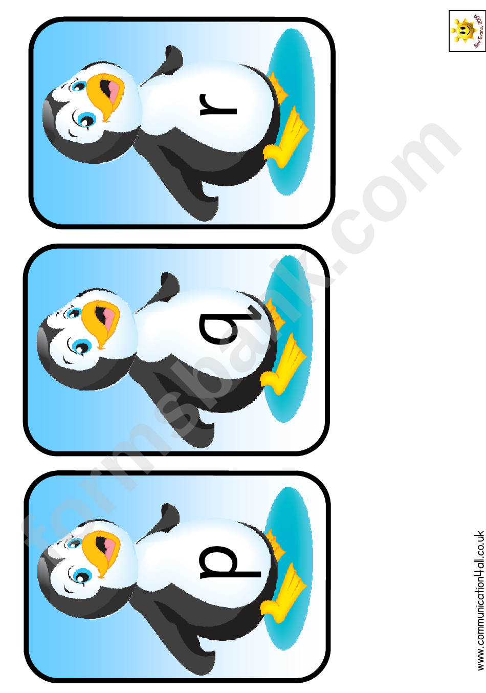 Penguin Alphabet Cards Template - Lowercase Letters