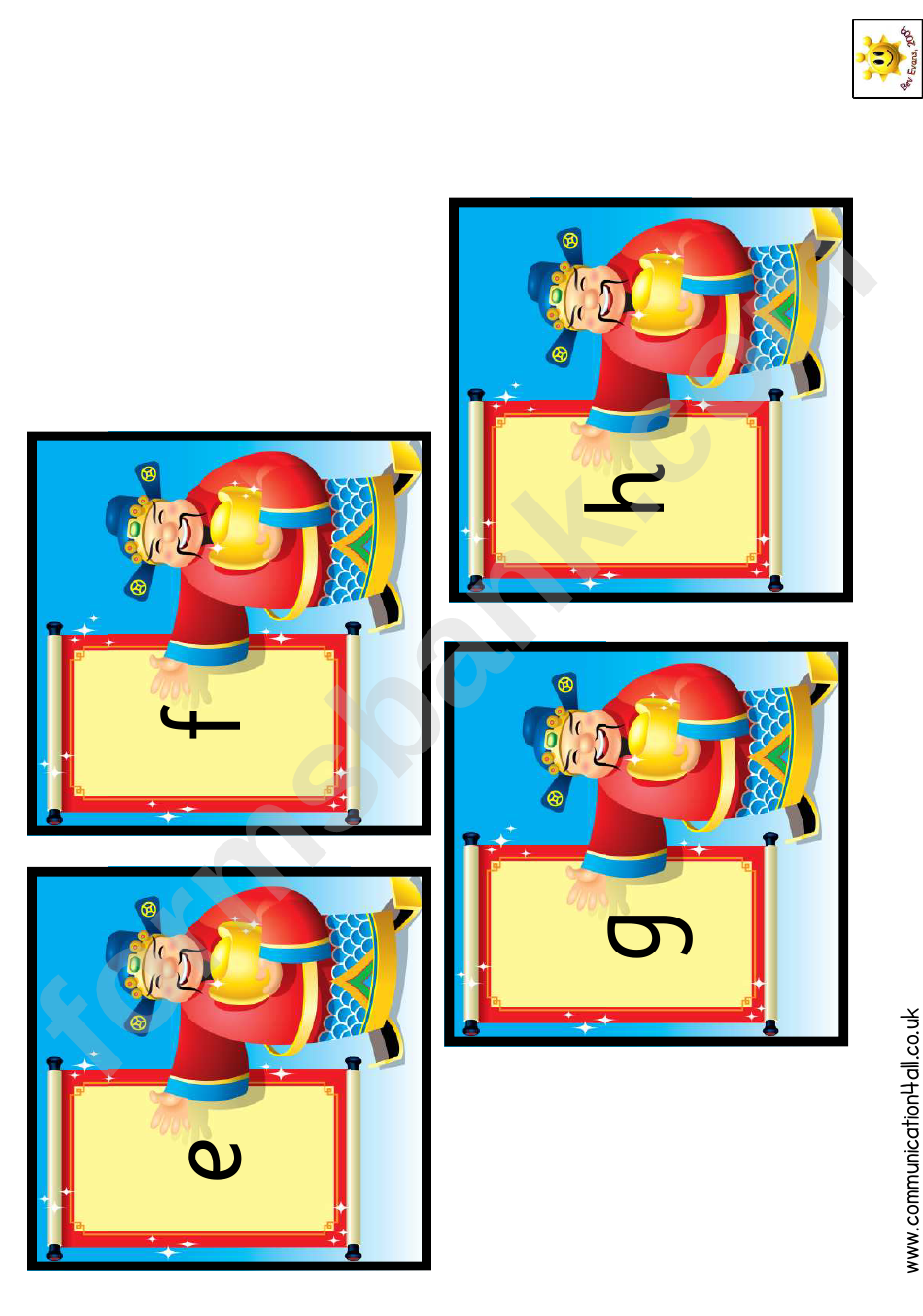 Chinese Emperor Alphabet Cards Template - Lowercase Letters