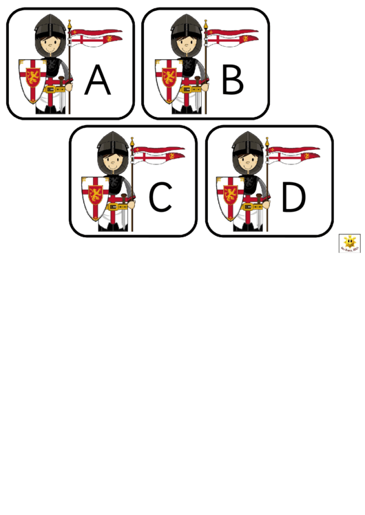 English Knight Alphabet Cards Template - Uppercase Letters Printable pdf
