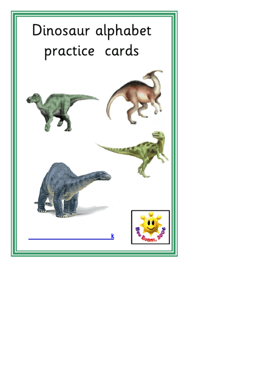 Dinosaur Alphabet Practice Cards Template Printable pdf