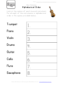 Music Instruments In Alphabetical Order Worksheet