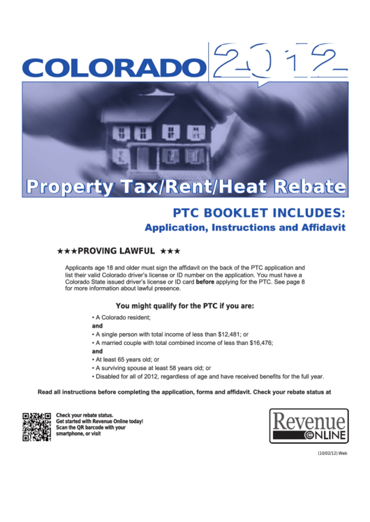 Property Tax/rent/heat Rebate Booklet - 2012 Printable pdf