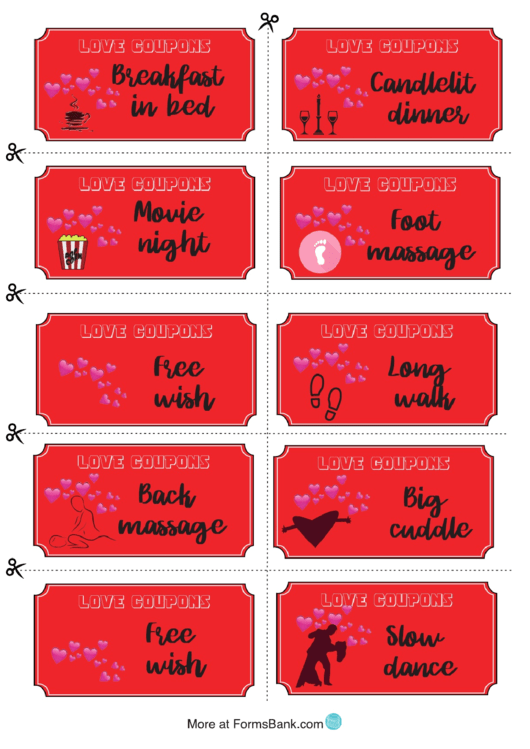 Black Cursive On Red Love Coupon Template