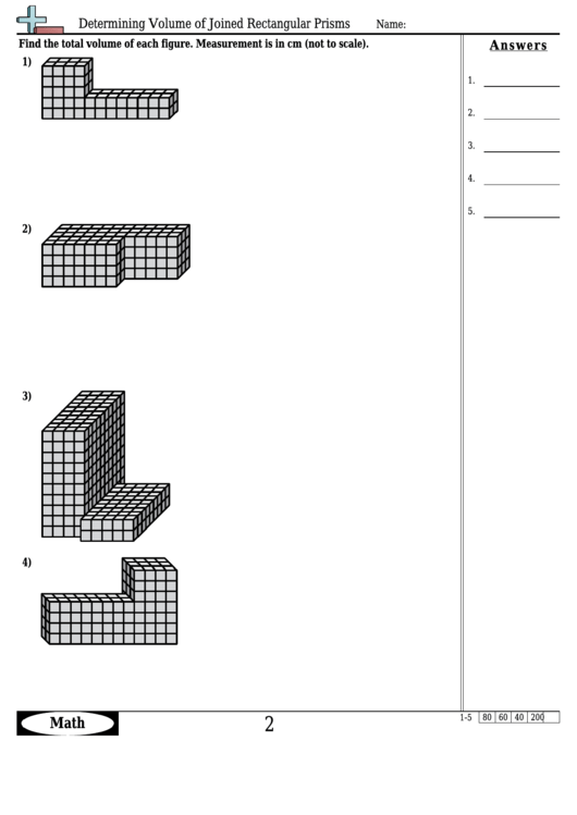 Determining Volume Of Joined Rectangular Prisms Math Worksheet With Answers Printable pdf
