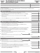 Fillable California Form 3800 - Tax Computation For Certain Children With Investment Income - 2011 Printable pdf