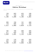 Addition Math Worksheet