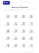 Subtraction Math Worksheet