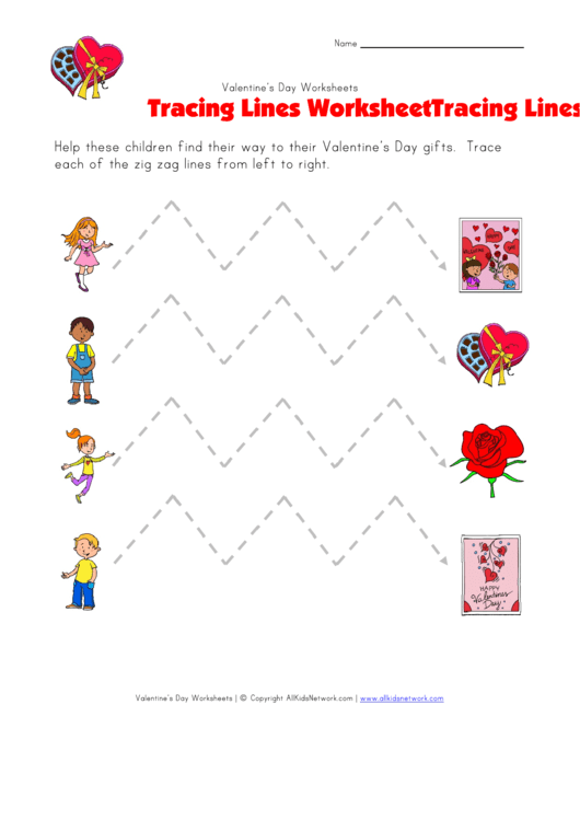 Tracing Lines Valentine's Day Worksheet