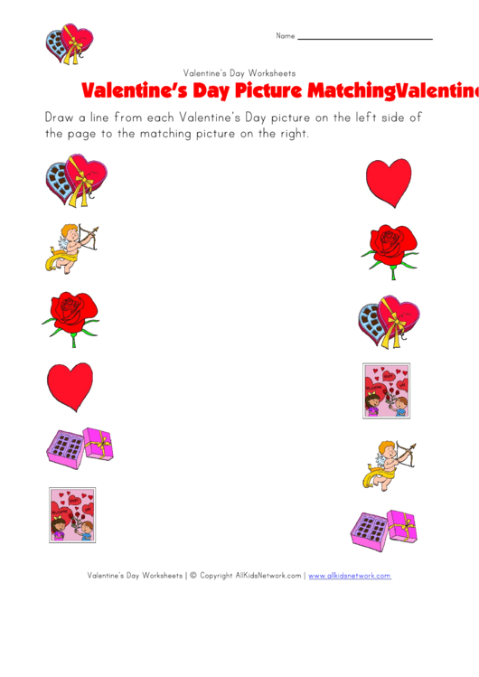 Valentine's Day Picture Matching Worksheet