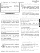 Instructions For Arizona Form 120w - Estimated Tax Worksheet For Corporations - 2011