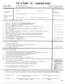 Form Hu-1120 - City Of Hudson Corporation Return Printable pdf