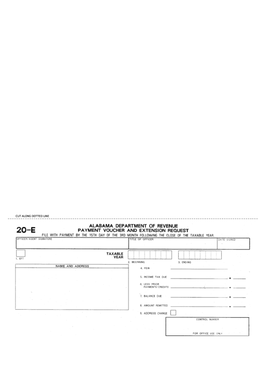 Form 20-E - Payment Voucher And Extension Request Printable pdf