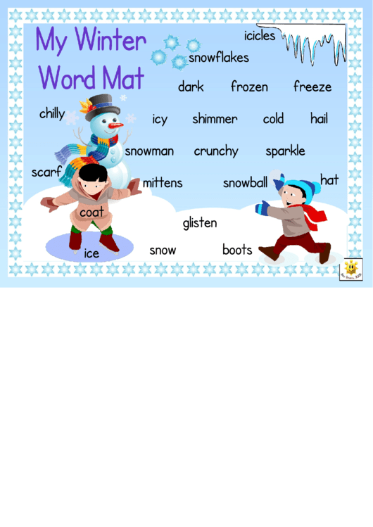 Winter Word Mat Classroom Poster Template Printable pdf