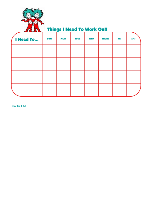 Things I Need To Work On Template - Thing One Thing Two Printable pdf