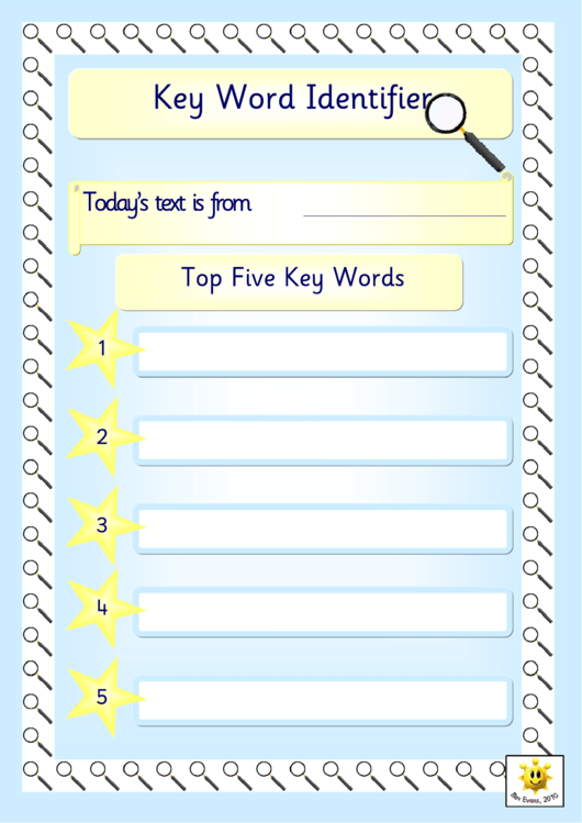 Key Word Identifier Template Printable pdf