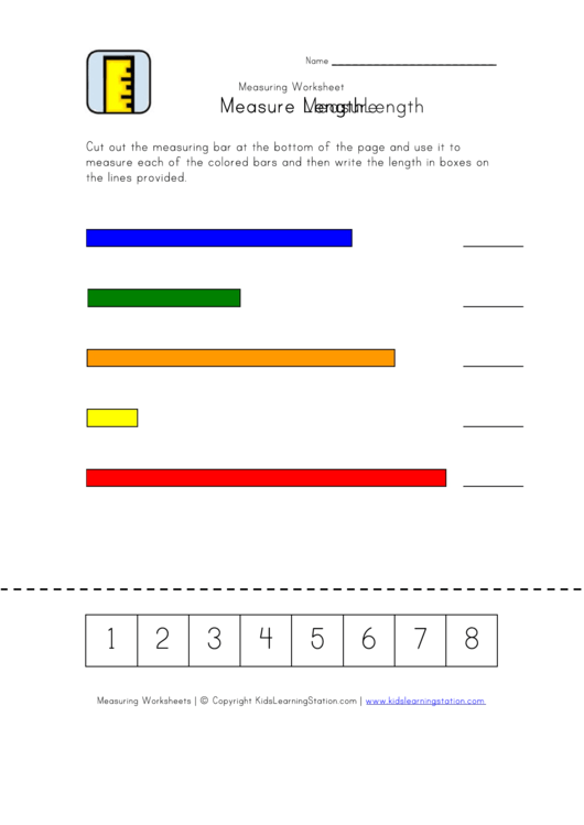 Measure Length Worksheet Printable pdf