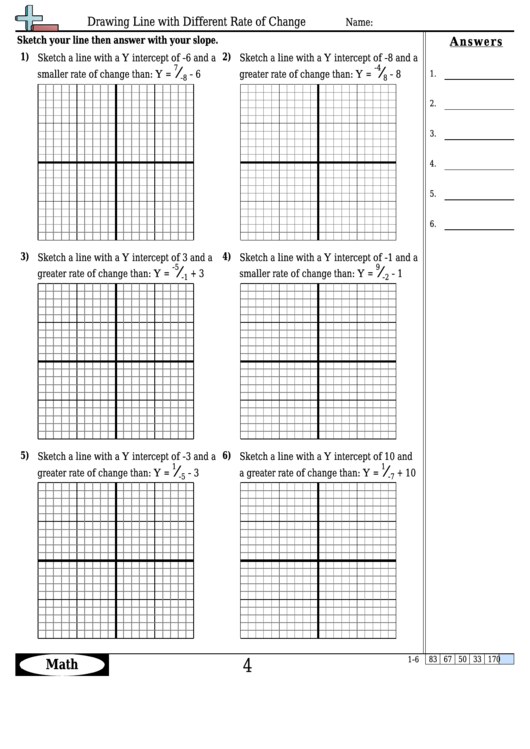 Drawing Line With Different Rate Of Change Worksheet Template With Answer Key Printable pdf
