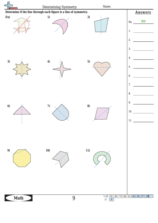 Determining Symmetry Worksheet Template With Answer Key Printable pdf