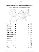 Geography Worksheet - State Names And Their Abbreviations I