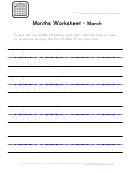 Months Tracing Worksheet - March