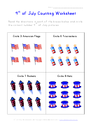 4th Of July Counting Worksheet