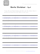 Months Tracing Worksheet - April