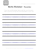 Months Tracing Worksheet - December