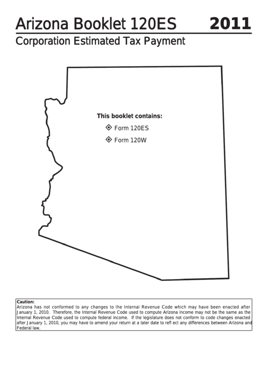 Arizona Booklet 120es - Corporation Estimated Tax Payment - 2011 Printable pdf