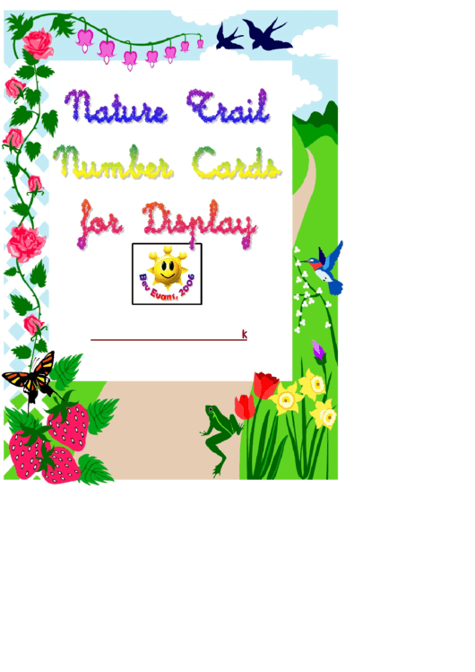 Nature Trail Number Flash Cards Template Printable pdf