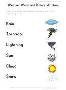 Weather Worksheet - Word To Picture Matching