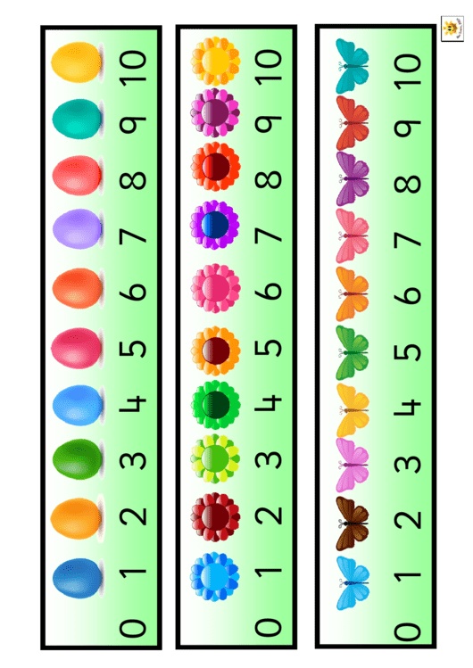 1-10 Eggs, Flowers And Butterflies Number Chart Printable pdf