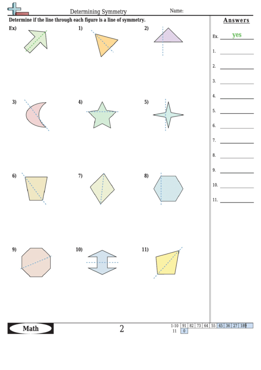 Determining Symmetry Worksheet With Answer Key Printable pdf