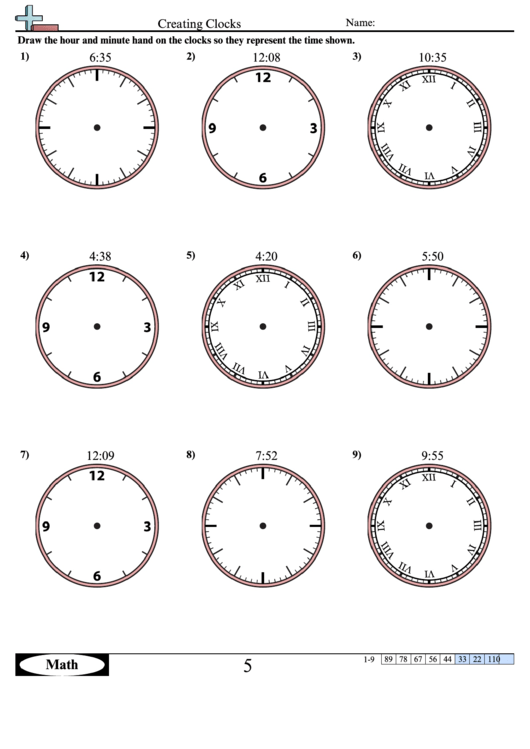 creating clocks worksheet template with answer key printable pdf download