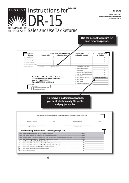 Form Dr-15n Instructions - Sales And Use Tax Returns Printable pdf