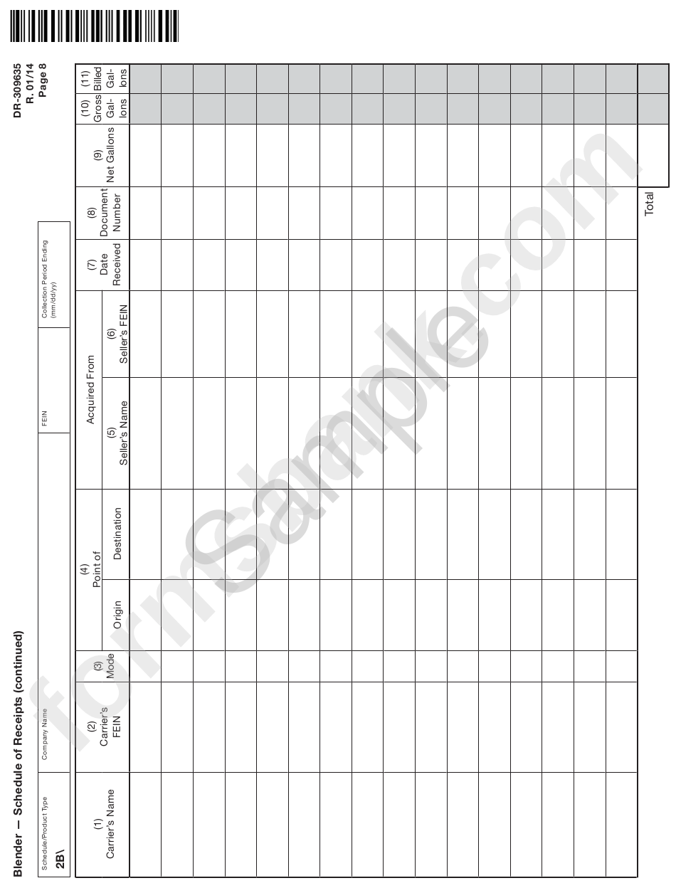 Form Dr-309635 Sample - Blender Fuel Tax Return - 2015