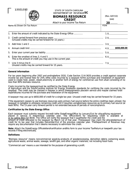 Form Sc Sch.tc-50 - Biomass Resource Credit Printable pdf